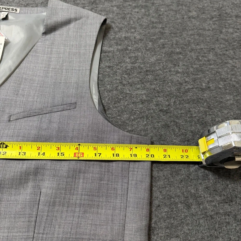 NEW Express Mens Suit Vest Light Gray Wool Blend Formal Waistcoat Small